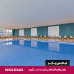 تصویری از استخر سرپوشیده هتل Euphoria Batumi با طراحی مدرن و نورپردازی ملایم.​